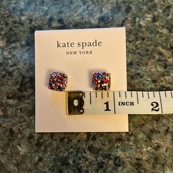 🆕 Kate Spade square mini small stud multi glitter earrings - Picture 14 of 15